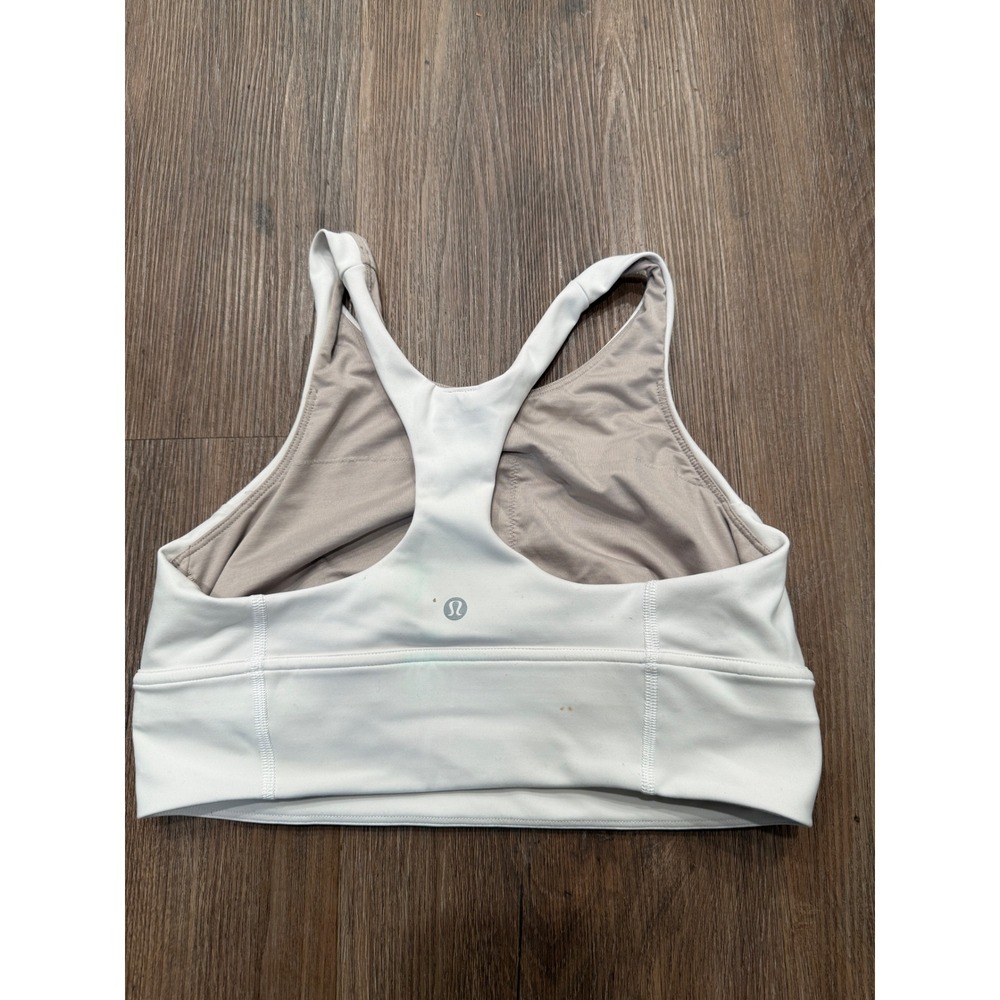 Lululemon Energy Bra High Neck Longline White Size 10 Racerback‎ Sports Bra